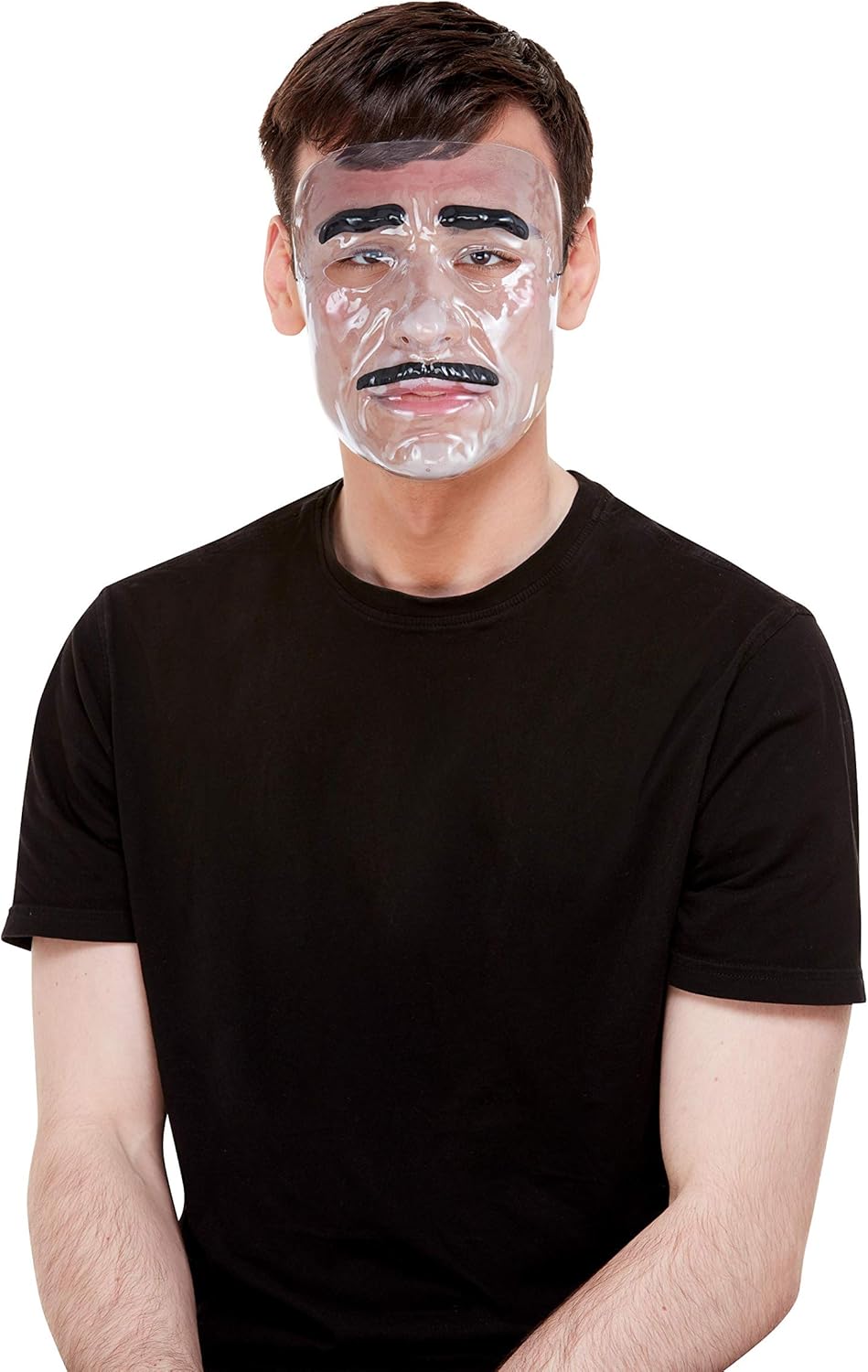 Smiffys Transparent Mask, Male, Clear with Elastic Strap, Halloween Fancy Dress Accessory, Serial Killer Dress Up Masks