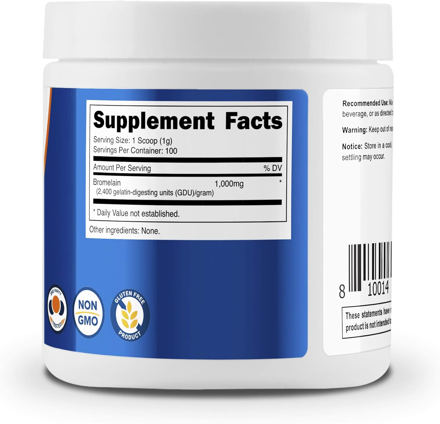 Nutricost Bromelain Powder 100 Grams - Bromelain (2400 GDU/g), Non-GMO, Vegan, Gluten Free: Health & Personal Care