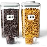 Pop Food Storage Containers Set Large Airtight Food Storage Containers with Pop Lids, Kitchen Pantry Organization and Storage, Cereal, Rice, Flour, Pasta & Snack Container, BPA Free, 2 x 4.2Qt