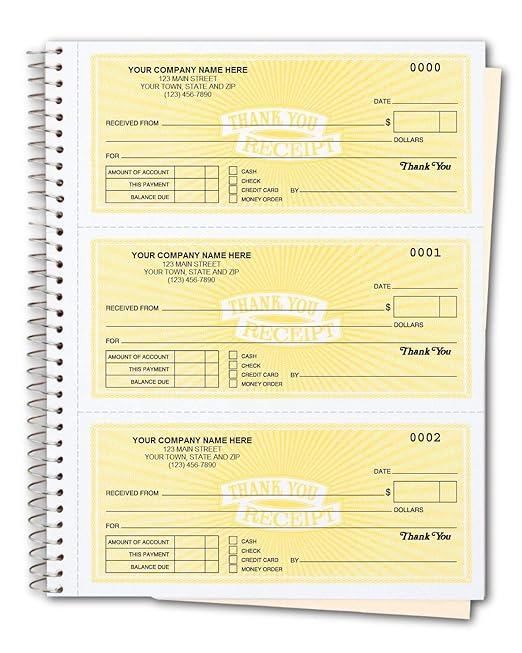CheckSimple Customized Cash Receipt Books, 3PerPage w/ 2