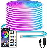 segrass 50ft RGB LED neon Rope Lights LED neon Strip Lights with Remote Control/APP Control IP65 24V Waterproof Flexible Neon LED Strip Lights,Led Lights for Bedroom Room Outdoors Décor