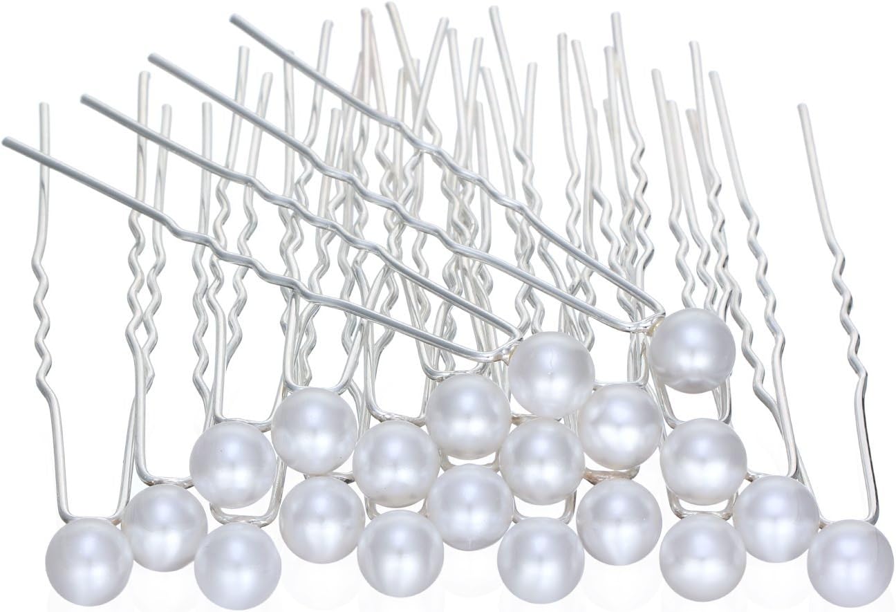 Zhenhui 20 Pcs Brass Wedding Prom Silver Plated Crystal Hair Pins Clips Silver Plate