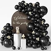 CVPARTYON Black Balloons 125 Pcs Different Sizes Pack of 18 12 10 5 Latex Balloons for Birthday Party Black Balloon Arch Kit Garland Graduation Halloween New Year Anniversary Decoration