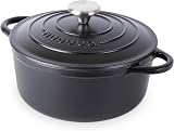 Nuovva Enamelled Cast Iron Dutch Oven Pot 3.1 Quart with Lid 22cm Black