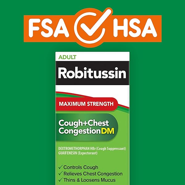 ROBITUSSIN ADULT MAXIMUM STRENGTH COUGH PLUS CHEST CONGESTION DM MAX, COUGH SUPPRESSANT AND EXPECTORANT, RASPBERRY FLAVOR, 8 FL OZ X 2