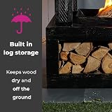 Neo Black Steel Outdoor Garden Log Burner Fire Pit Heater with Log Store view 5