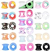 Xpircn 30Pcs Silicone Ear Gauges Flexible Ear Tunnels Plugs Stretchers Expander Double Flared Flesh Ear Piercing Jewelry for Women Men