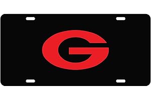 CRAFTIQUE University of Georgia License Plates (04001) (04005) (04007) (04009) (04013) (04049) (04051) (04053) (Black Acrylic with Red Acrylic Logo (04173))
