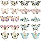 SUNNYCLUE 1 Box 20Pcs 10 Styles Enamel Butterfly Charms Gold Moth Charms Alloy Metal Colorful Flying Animal Insect Charm for Jewelry Making Charms Supplies DIY Crafting Necklace Bracelet Earring Adult