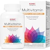 GNC Women's Energy and Metabolism Multivitamin, 100mg Caffeine, 180 Count | Supports Calorie Burn, Focus, Immune, Bone and Beauty Health, with Iron and Biotin, Timed Release Caplets, 90 Servings