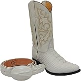 Western Shops Mens Leather Crocodile Alligator Design Cowboy Western Boots with Free Belt
