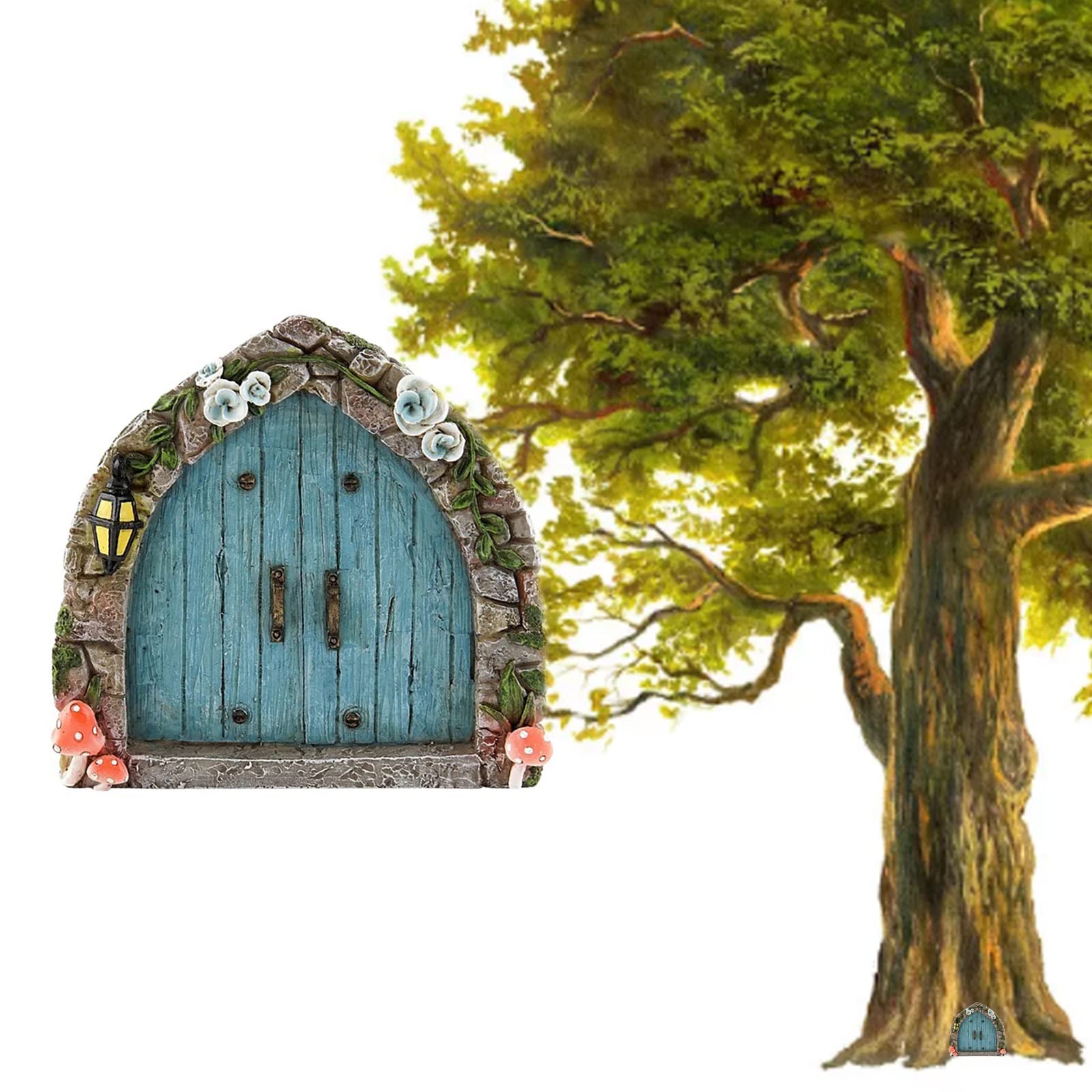 NeDengGHY Fairy Door 3D Miniature Garden Door Mystical Fairy Tree Door for Garden Courtyard Tree Stump Potted Decoration