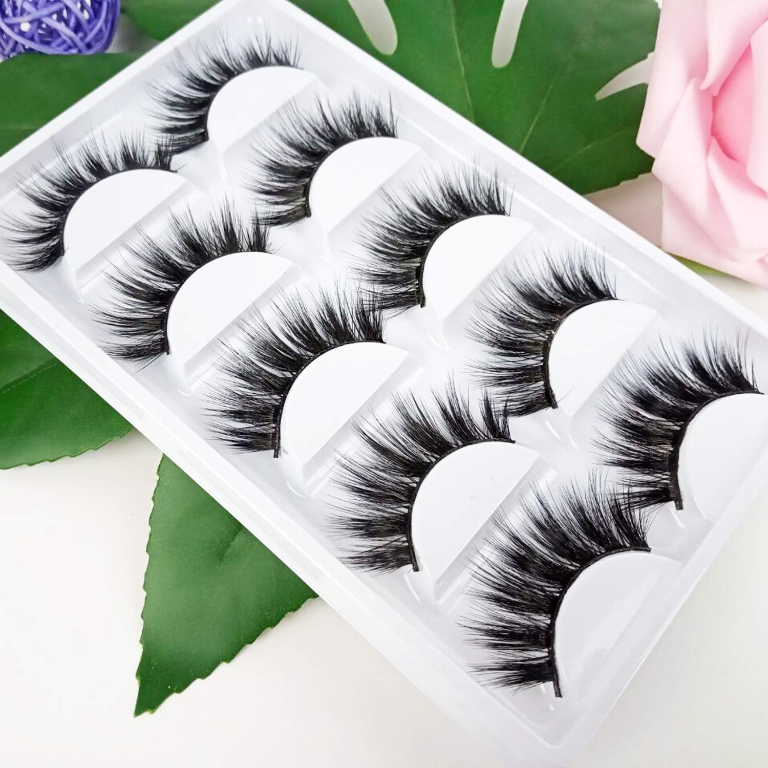 Veleasha 5D Faux Mink Lashes Handmade Luxurious Volume Fluffy Natural False Eyelashes 5 Pairs | Dubai : Beauty