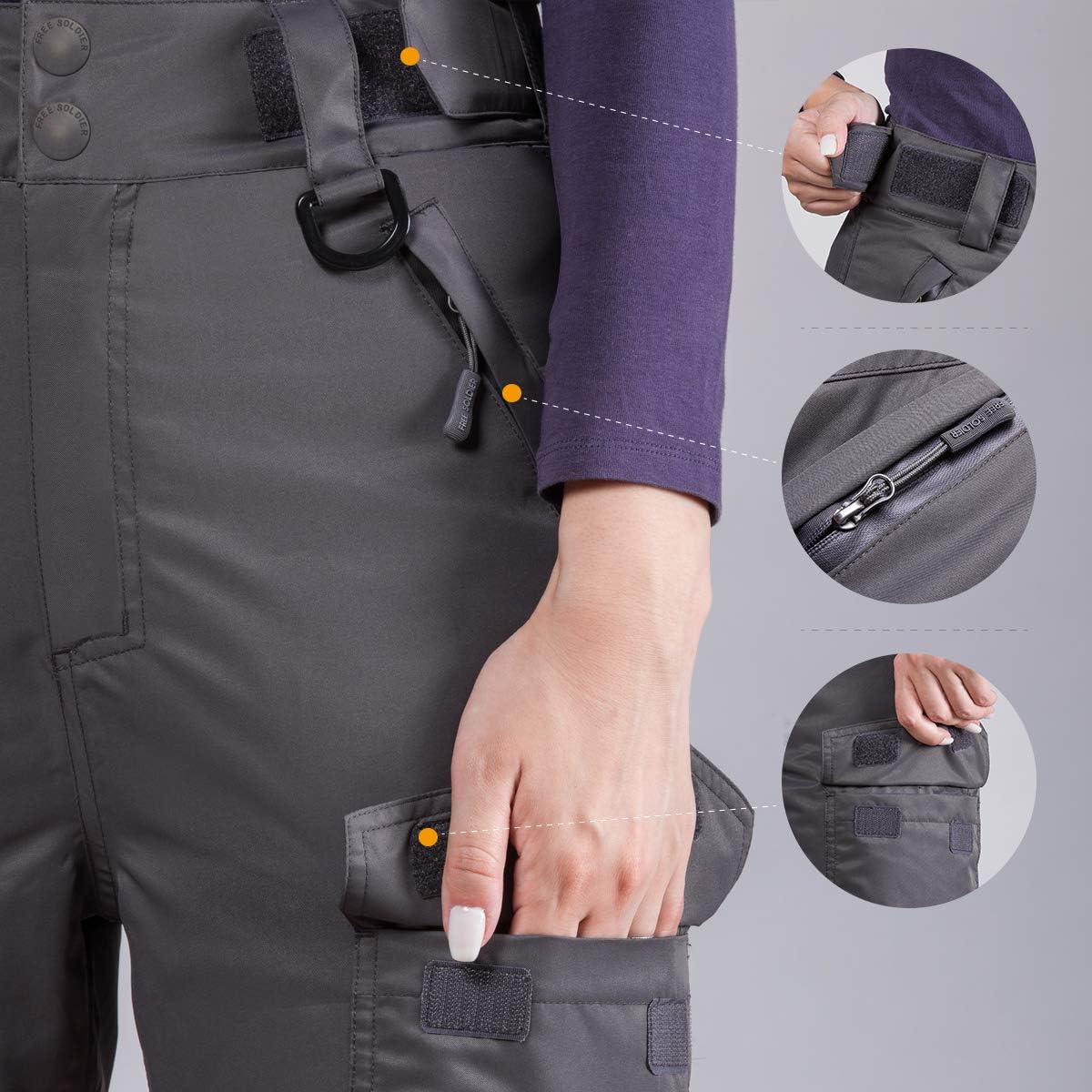 FREE SOLDIER Women's Outdoor Waterproof Windproof Breathable Snow Ski Pants Winter Insulated Snowboarding Skiing Pants: Clothing