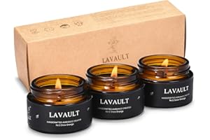 Lavault Jar Candles Set of 3 - Aromatherapy Candle Set for Supports Stress, Better Sleep, and Improve Mood - 100% Natural Soy Wax with Essential Oils - Snow Orange