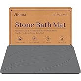 Jiloma Stone Bath Mat Diatomaceous Earth Shower Mat Non-Slip Super Absorbent Bathroom Floor Mat Quick Drying Natural Easy to Clean(24 * 16 Grey)