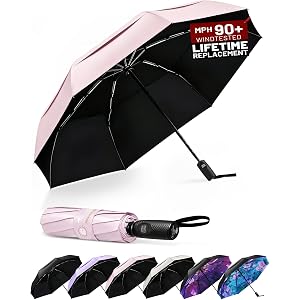 SY COMPACT Strongest Travel Umbrella – Windproof Compact Umbrella for Rain, Small, Lightweight & Portable Folding with UV Pro