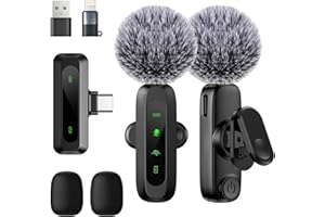 JCHIEN Wireless Lavalier Microphone for iPhone/Android Phone - USB Type-C Lapel Mini Microphones with Noise Reduction, Auto Pairing & Mute for Tiktok YouTube Video Recording Vlog Live Streaming