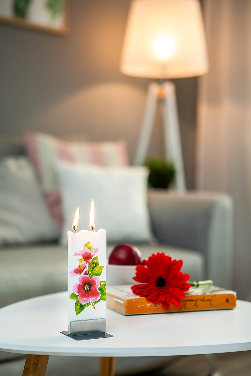 Flatyz Hand Painted Flat Candle| Unscented, Dripless, Smokeless, Decorative | Van Gogh – Starry Night | Double Wick with Metal Base | Unique Gift Idea and Home Décor Accent: Home & Kitchen