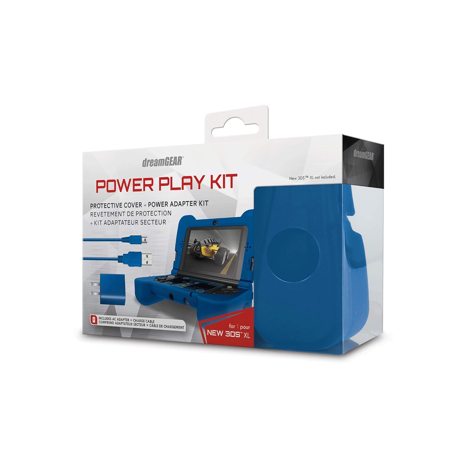 dreamGEAR DG3DSXL-2274 Power Play Kit Accessories: Compatible with Nintendo NEW 3DS XL, 3-In-1 Bundle, Soft Comfort Grip Case, Charging Cable, AC Adapter, Blue: Electronics