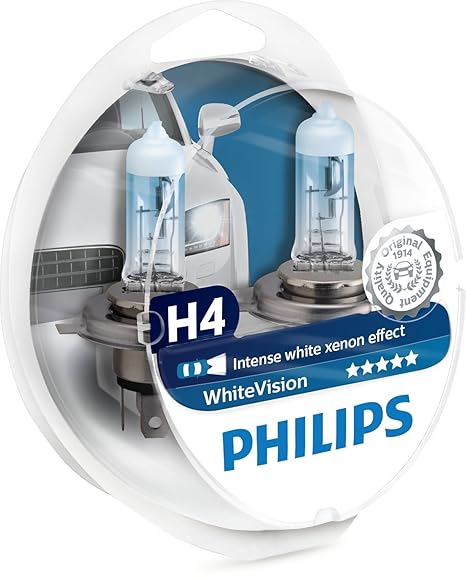 Philips WhiteVision Xenon-Effekt H4 Scheinwerferlampe 12342WHVSM, Doppelset
