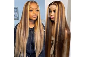 BCCRS Highlight Ombre Lace Front Wig Human Hair 13x4 HD Transparent 4/27 Honey Blonde Lace Frontal Wigs Pre Plucked with Baby Hair 180% Density Straight Lace Front wigs Human Hair Colored 22 Inch