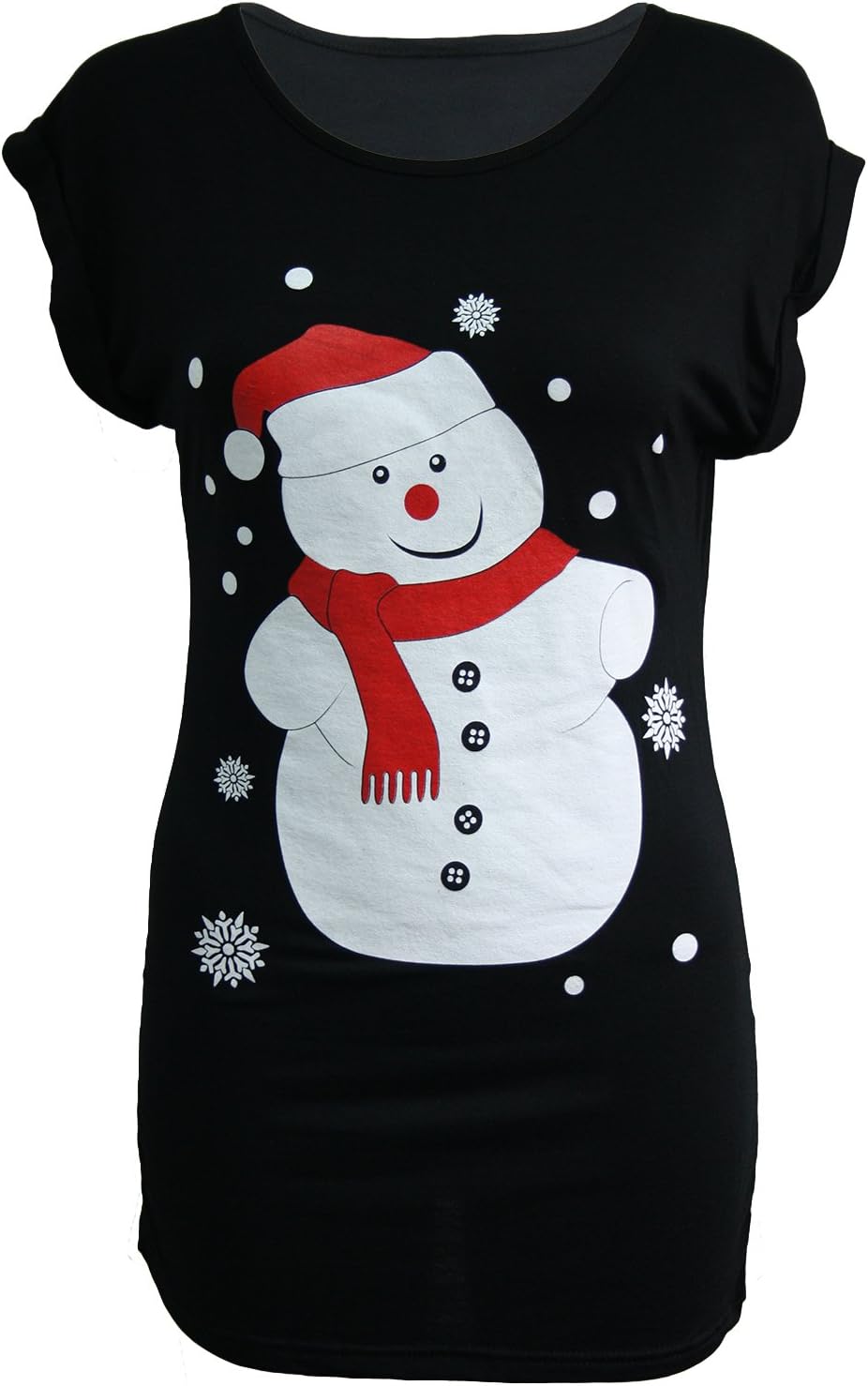 Womens Ladies Christmas Glitter T Shirt Reindeer Santa Snowman Print Xmas Tops