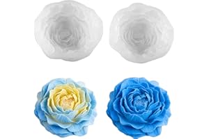 HNGWLYN Peony Candle Molds 2pcs 3.14 inch and 2.55 inch Big Size Flower Silicone Candle Molds Peony Fondant Mold for Jelly Ch