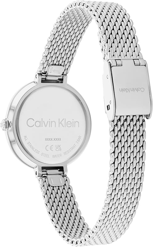 Montre Analogique à Quartz pour Femme Collection Minimalistic T Bar 28MM Mesh avec Bracelet Milanais en Acier Inoxydable Argenté - 25200082