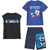 Sonic The Hedgehog Perfect Outfit Youth Boy Muscle Shirt, Short-Sleeve Tee, and Lounge Shorts 3-Piece Combo Set