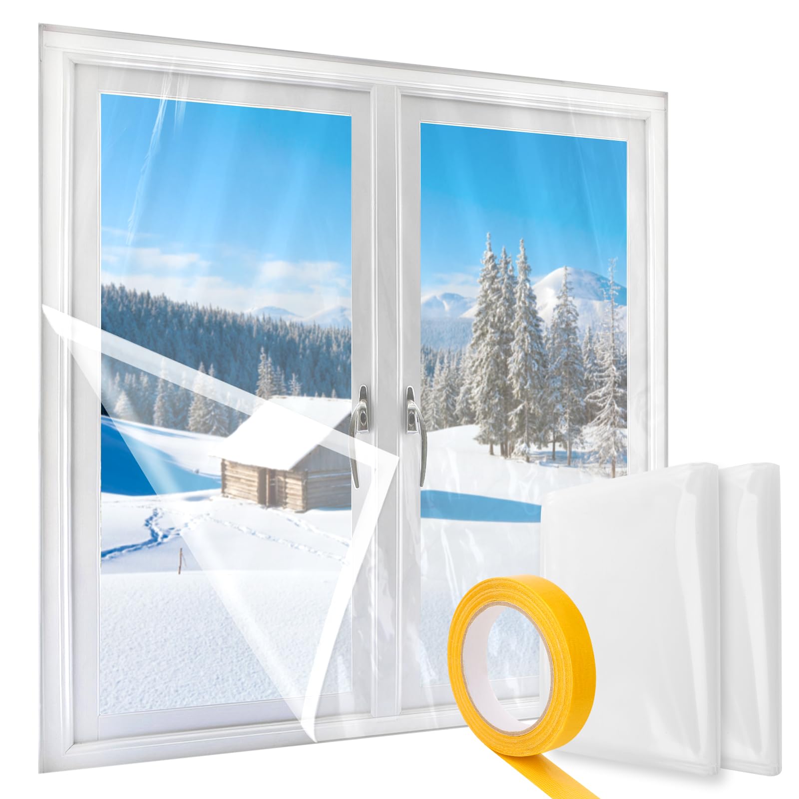 Photo 1 of 2 Pcs Window Plastic Insulation Kit 47'' x 63'', Window Insulation Covering Film for Winter, Heavy Duty Clear Shrink Film Window Seal Kit to Keeps Cold Air Out and Warm Air in