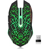 VEGCOO C12 Wireless Gaming Mouse,Rechargeable Mice Silent Click Cordless Mouse with 6 Buttons PC Gaming Mice Advanced Technology with 2.4GHZ Up to 2400DPI for PC Laptop (Green)