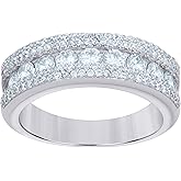 Jewels By Lux Sterling Silver Women's Cubic-Zirconia Fashion Bridal Anniversary Wedding Engagement Band Ring