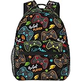 Fiokroo Video Game Controller Background Backpack School Bag For Students Teens Men Women Gaming Theme Laptop Backpacks Travel Daypack Bag With Multiple Pockets