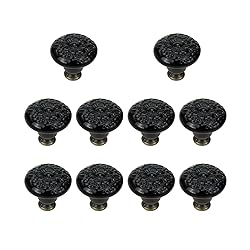 Geesatis 10 Pcs Black Retro Ceramic Knobs Cabinet