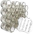 Gneiss Spice Magnetic Jars: Includes 24 Large Empty Glass Jars (4 oz), Magnetic Metal Lids & Spice Labels | Create a Hanging Spice Rack on Your Fridge