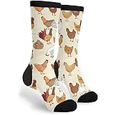 Yellow&white Chicken Pattern Unisex Adult Fun Cool 3D Print Colorful Athletic Sport Novelty Crew Tube Socks