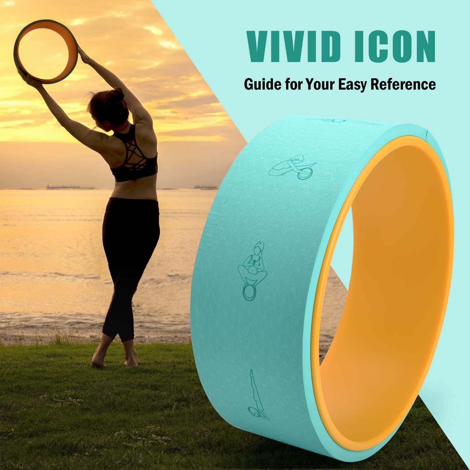 PACEARTH Yoga Wheel Chirp Wheel 13.4in Strong Back Wheel Stretcher with Icon Guide-Support up to 661lbs for Back Pain, Stretching and Muscle Strengthening : Sports & Outdoors