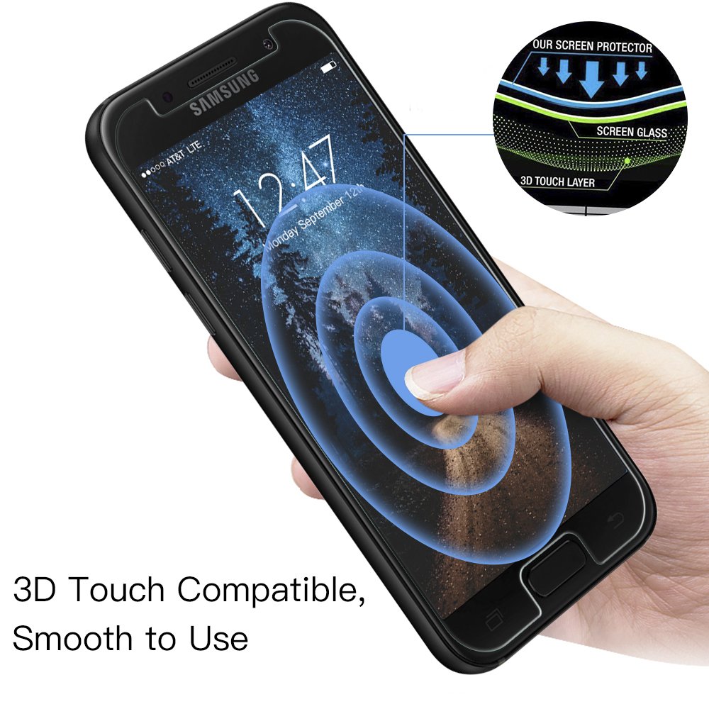 Panzerglas Schutzfolie für Samsung Galaxy A3 2017,[2 Stück] TUCNIPUS Galaxy A3 2017 Panzerglasfolie-3D Touch Kompatibel, 9H Härte, Anti-Öl, Kratzer,Blasen und Fingerabdruck Displayschutzfolie für Samsung Galaxy A3 2017