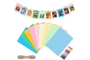 Janlaugh 100 Pcs Paper Picture Frames 4x6 Paper Photo Frame with 100 Clip 10 String Kit DIY Hanging Cardboard Photo Holder for Graduation Wall Decor Wedding Home(Colorful)