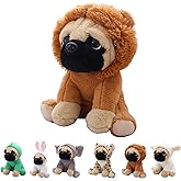 CASAGOOD Cute Pug Dog Stuffed Animal Cosplay as Brown Lion Plush Toys Soft Pug Toy in Lion Costume Great Plushies Dog Toys Stuffed Puppy Animals for Kids 10 Inch