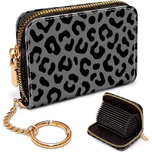 XYTTCB Waterproof Zipper Credit Card Holder, PU Leather Multi-Slot Card Wallet with Keychain, RFID Blocking Business Card Org
