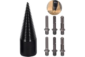 Yeipower Wood Splitter Firewood Drill-Bit - Kindling Log Splitter Heavy Duty Electric Splitting Drills 42mm Screw Cracker Removable Cone Driver Hex Shank Square Round Handle