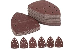 60 Pieces Mouse Detail Sanding Sheets Pads 11 Holes Hook and Loop Sander Sandpaper Assorted 40/60/80/120/180/240 Grits to Fit