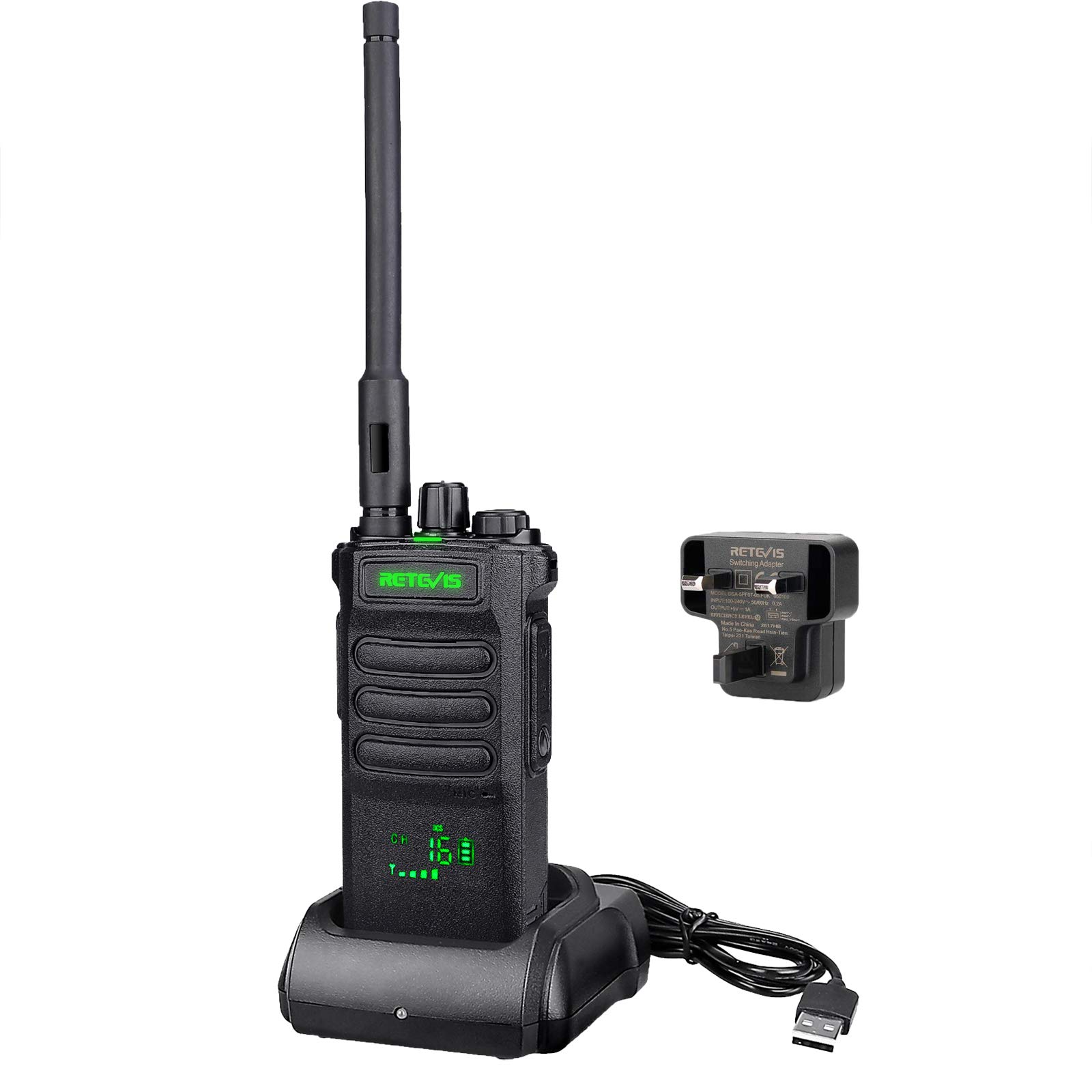 Retevis RT86 Heavy Duty Professional Two Way Radio, Long Distance Walkie Talkies for Adults, 2600mAh Portable Radio, Flashlight, VOX, for Hunting, Outdoor(Black 1Pack)