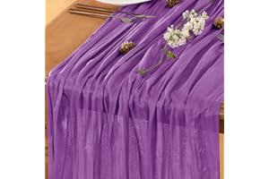 LINXTAR Purple Table Runner Cheesecloth Table Runner 10FT Rustic Spring Table Runner 35 x 122 Inches Boho Decoration for Home Wedding Baby Shower Birthday Party