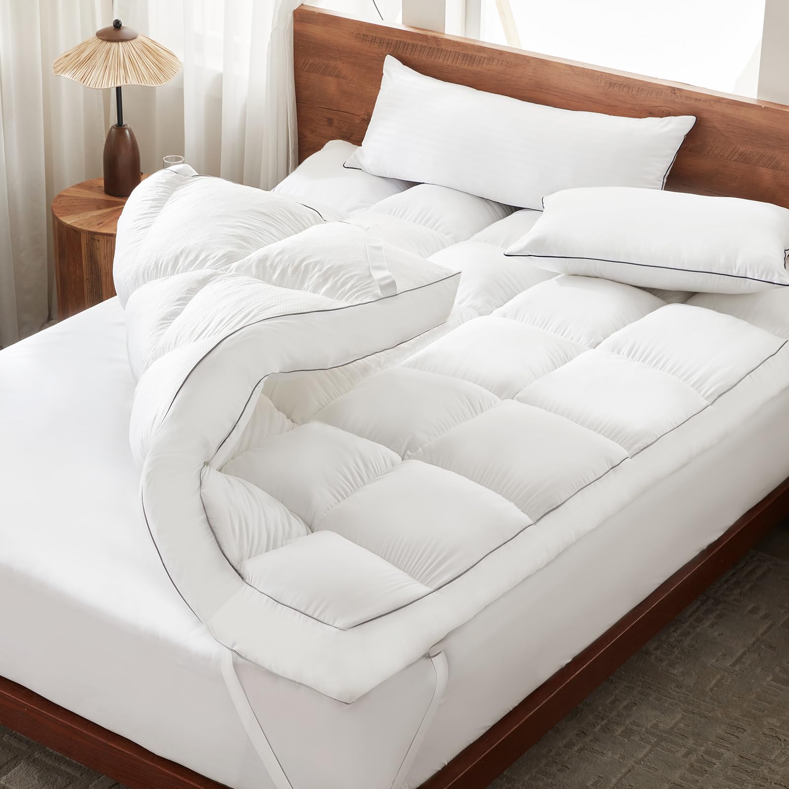 Photo 1 of Decroom 5 Inch Memory Foam Mattress Topper Twin for Back Pain Relief, Filled with Breathable Memory Foam Pillow Topper Soft Fluffy Supportive Bed Mattress Pad, 75x39x5 Inch