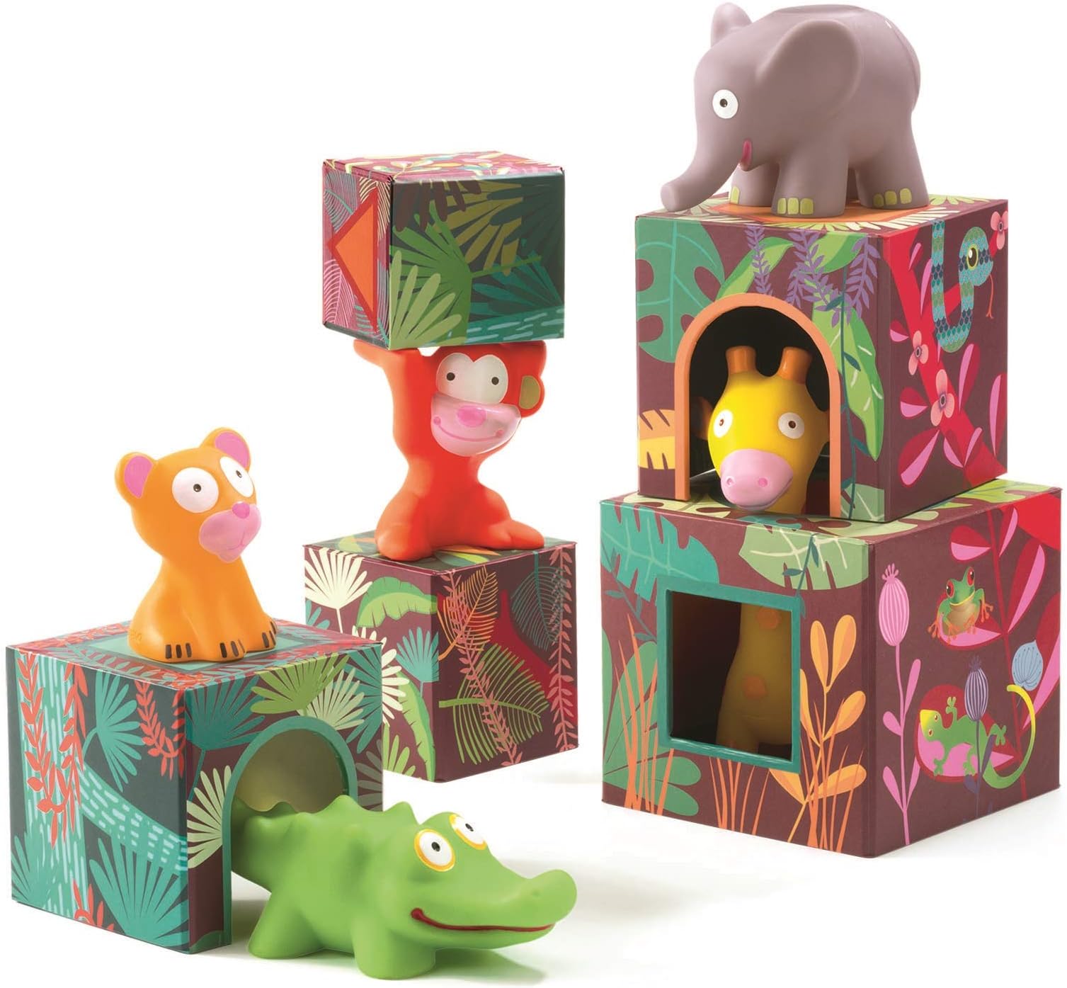 DJECO Maxi Topanijungle Nest and Stack Blocks Set, Model:DJ09101