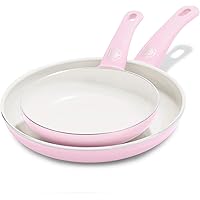 GreenLife Grip Healthy Ceramic Nonstick, Frying Pan/Skillet Set, 7" and 10", Soft Pink,CC002381-001