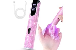 ANYINS Handheld UV Light for Gel Nails, Pink Diamond Mini UV Light for Nails Cordless Nail Lamp Rechargeable with Led Display Lamp for Rhinestone Glue Decoration DIY at Home